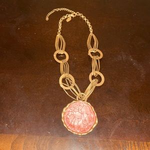 Charming Charlie Coral and Gold Statement Necklace